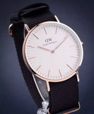 Daniel Wellington Classic Cornwall White Dial Black Nylon Strap Watch For Men - DW00100257 Authentic Buy Shop Now