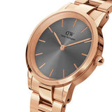Daniel Wellington Iconic Link Grey Dial Rose Gold Steel Strap Watch For Women - DW00100332 Authentic Buy Shop Now