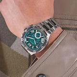 Guess Headline Quartz Green Dial Silver Steel Strap Watch For Men - GW0572G6 Authentic Buy Shop Now