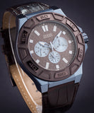 Guess Force Quartz Brown Dial Brown Leather Strap Watch For Men - W0674G5 Authentic Buy Shop Now