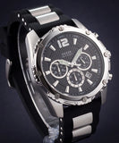 Guess Intrepid Chronograph Black Dial Two Tone Steel Strap Watch for Men - W0167G1 Authentic Buy Shop Now