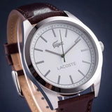 Lacoste Edmonton White Dial Brown Leather Strap Watch for Men - 2010893 Authentic Buy Shop Now