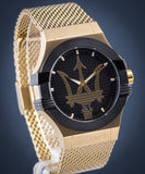 Maserati Potenza Quartz Black Dial Gold Mesh Bracelet Watch For Men - R8853108006 Authentic Buy Shop Now