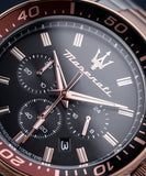 Maserati SFIDA Chronograph Black Dial Two Tone Steel Strap Watch For Men - R8873640009 Authentic Buy Shop Now