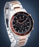 Maserati SFIDA Chronograph Black Dial Two Tone Steel Strap Watch For Men - R8873640009 Authentic Buy Shop Now