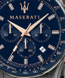 Maserati SFIDA Chronograph Blue Dial Grey Steel Strap Watch For Men - R8873640001 Authentic Buy Shop Now