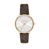 Michael Kors Pyper Quartz Silver Dial Brown Leather Strap Watch For Women - MK2857 Authentic Buy Shop Now