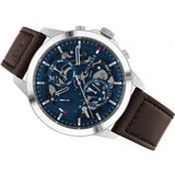 Tommy Hilfiger Henry Chronograph Blue Dial Brown Leather Strap Watch For Men -1710476 Authentic Buy Shop Now