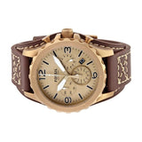 Fossil Nate Chronograph Gold Dial Brown Leather Strap Watch for Men - JR1495 Authentic Buy Shop Now