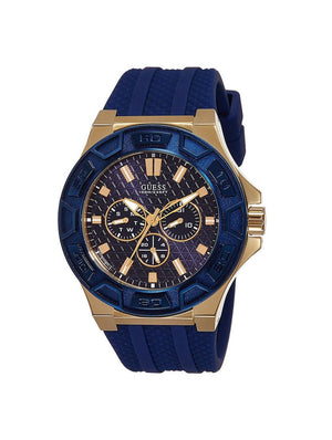 Guess Force Blue & Rose Gold Dial Blue Silicone Strap Watch For Men - W0674G2 Authentic Buy Shop Now