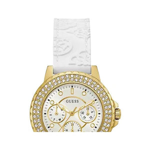 Guess Crown Jewel Multifunction Diamonds White Dial White Leather Strap Watch for Women - GW0411L1 Authentic Buy Shop Now