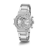 Guess Fusion Chronograph Crystals Silver Dial Silver Steel Strap Watch For Women - GW0552L1 Authentic Buy Shop Now